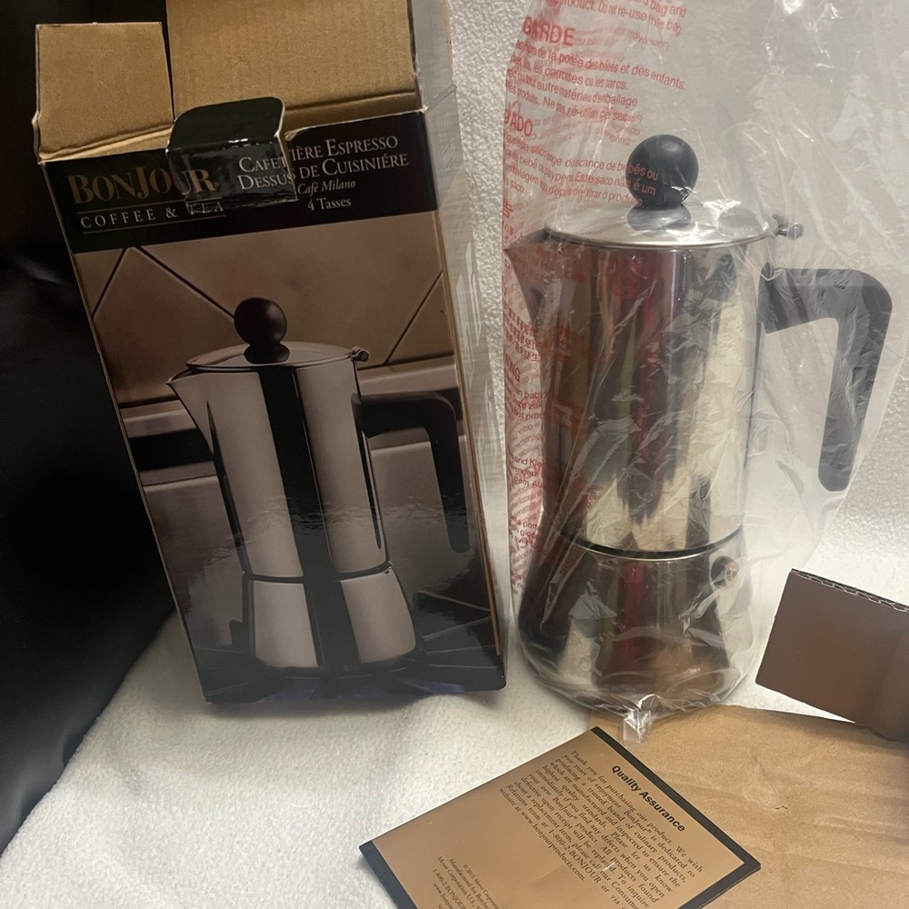 Benjour Stainless Steel Espresso Maker - Black Handle